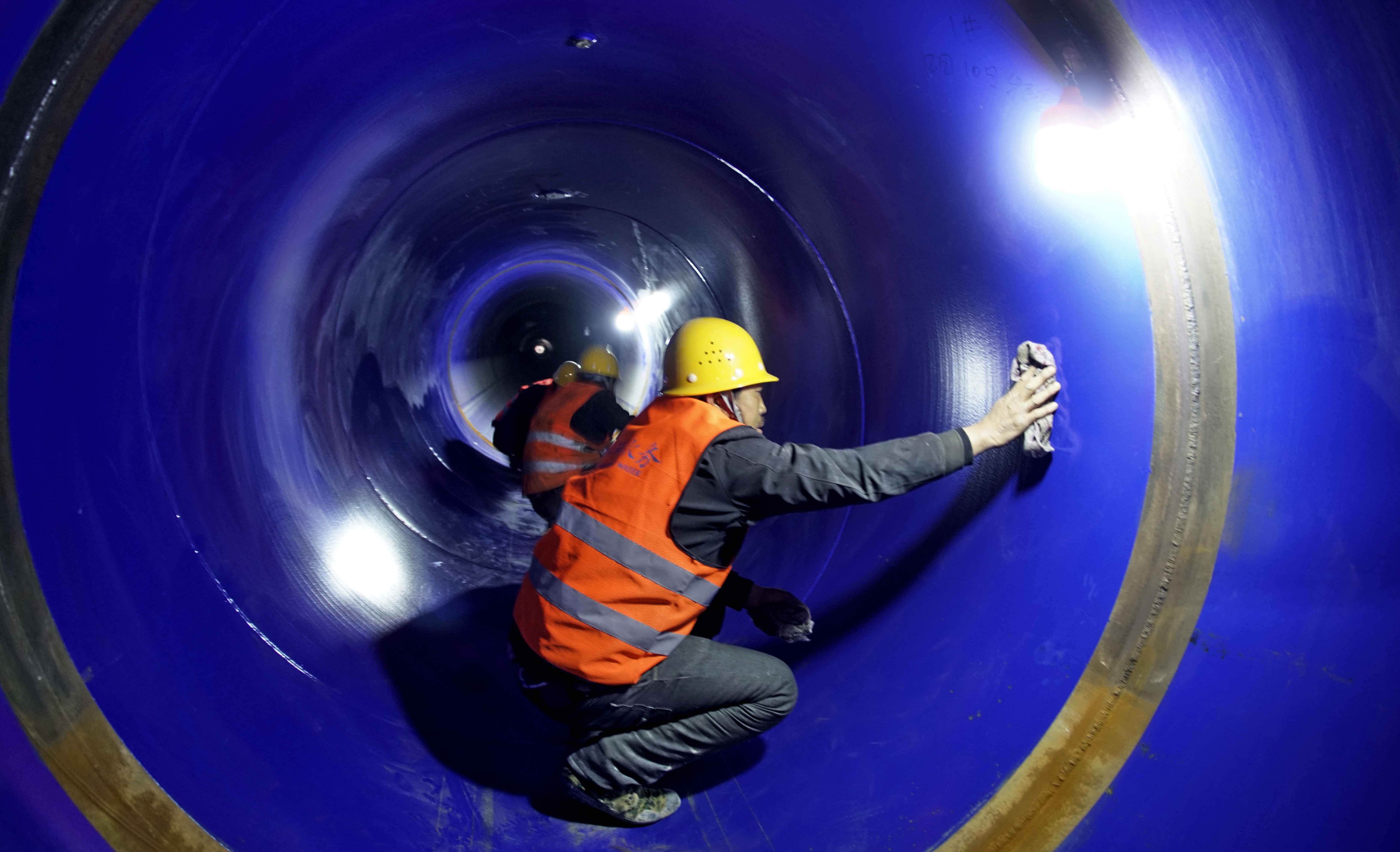 热浸塑涂塑钢管转弯 南水北调配套工程大兴支线复工，这个庞然大物会“穿针引线”