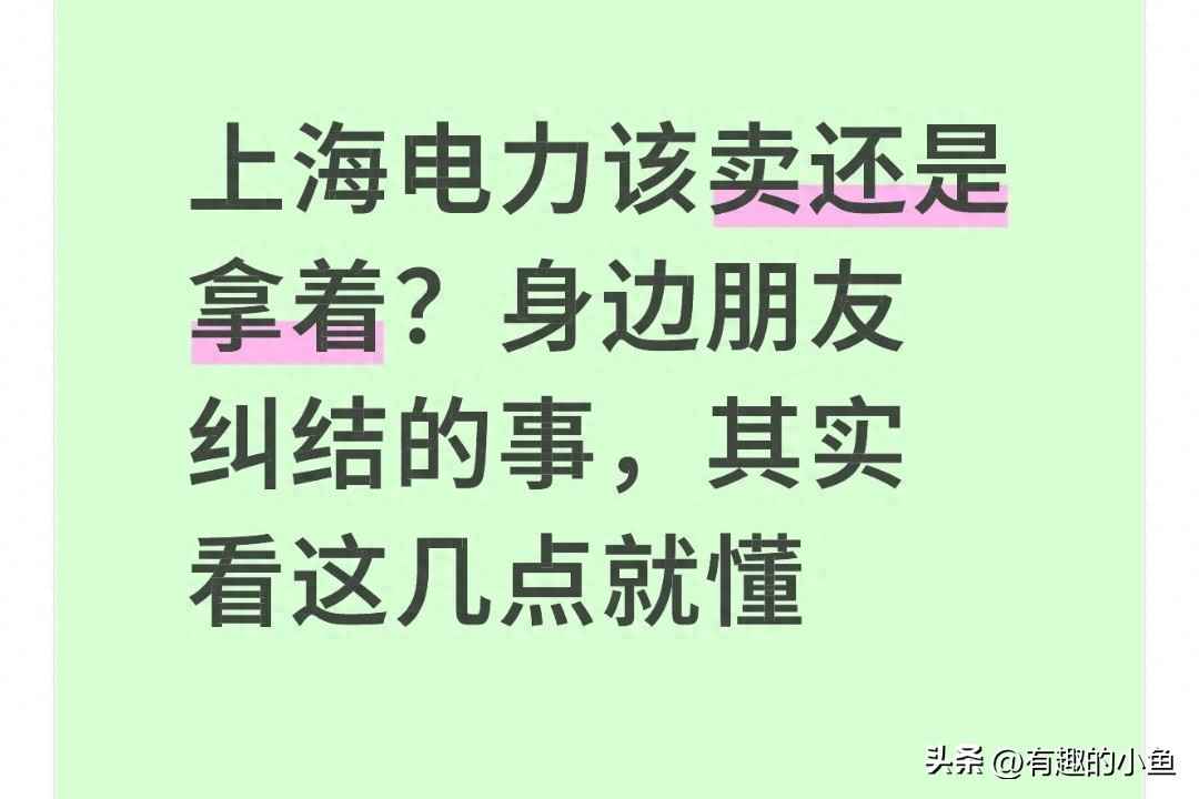 上海电力该卖还是拿着？身边朋友纠结的事，其实看这几点就懂
